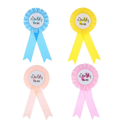 Distintivo a Rosetta Daddy To Be Medaglia in Satin e Banda Stagnata per Baby Shower Gender Reveal Party Decorazioni