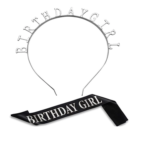 Birthday Girl Haarreif Und Schärpe Set Legierung Metall Tiara Satin Schärpe Für Damen Mädchen Geburtstag Party Deko Zubehör