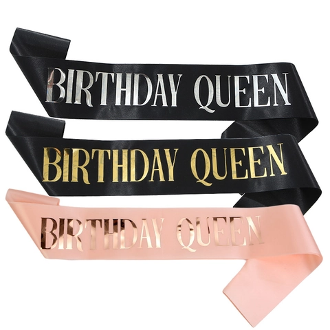Fascia Regina del Compleanno in Raso Oro Metallizzato Fascia Ragazza del Compleanno per Decorazione Festa di Compleanno per Donna