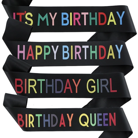 Bunte Regenbogen Geburtstagsschärpe It's My Birthday Queen Girl Satin Schärpe Für Geburtstagsfeier Dekoration Zubehör