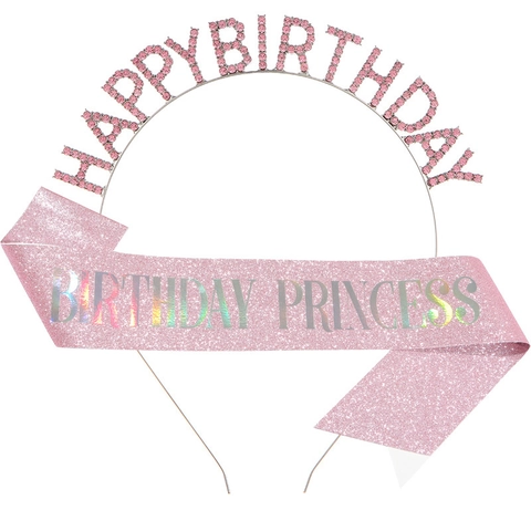 Fascia Happy Birthday Con Strass E Fascia Birthday Princess Glitterata Per Donne Ragazze Accessori Decorativi Festa Di Compleanno