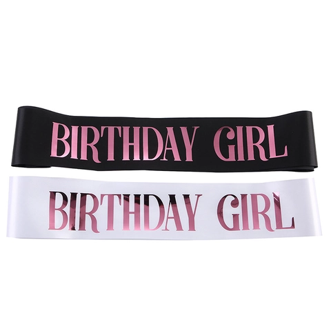 Fascia Birthday Girl in Satin Rosa Viola Oro Rosa Stampa a Caldo Forniture per Feste di Compleanno Decorazioni per Donne Ragazze