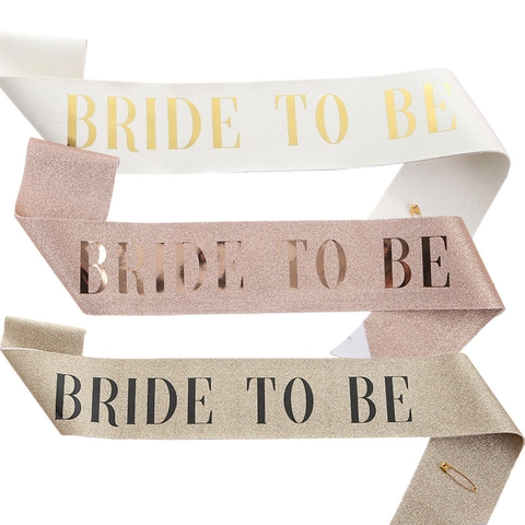 Bride To Be Sash Glitter Satin Shoulder Strap For Wedding Decoration Bachelorette Party Bridal Shower Gift Women Accessory