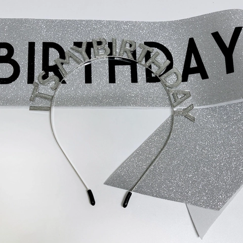 It's My Birthday Glitter Sash And Alloy Crown Headband For Women Girls Birthday Party Celebrations Decorations Accessories