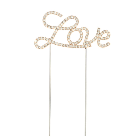 Elegante Topper per Torta con Scritta Love in Metallo Con Strass Scintillanti Inserto per Torta in Lega per Decorazione Festa di Compleanno Matrimonio Anniversario