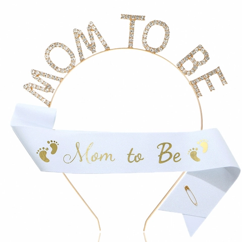 Mom To Be Dad To Be Cerchietto Con Strass E Fascia Glitterata Set Per Baby Shower Celebrazione Festa Decorazioni Accessori
