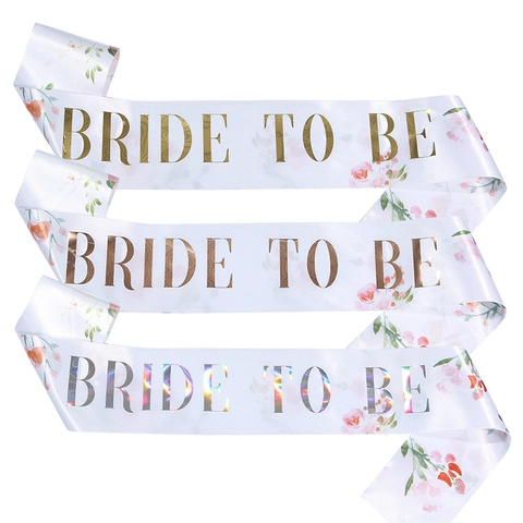 Floral Satin Bride To Be Sash For Bachelorette Party Bridal Shower Wedding Decoration Party Accessories Elegant Ribbon