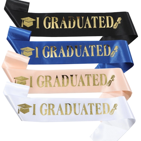 Afstudeersjerp Satin I Graduated Afstudeerhoed Diploma Patroon Class Of 2023 Feestlint Viering Accessoire Voor Studenten