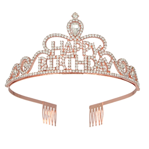 Happy Birthday Tiara Haarreif Für Damen Mädchen Strass Kristall Legierung Geburtstag Party Krone Kopfschmuck Haarschmuck