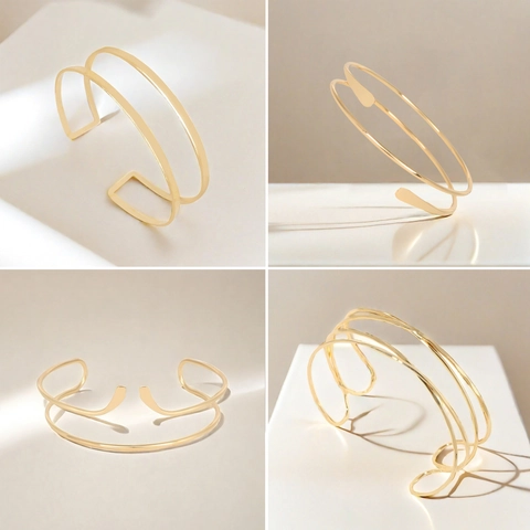 Verstellbare Goldene Armmanschetten Für Damen Minimalistische Legierung Blatt Feder Geometrische Oberarmband Barock Hochzeit Schmuck