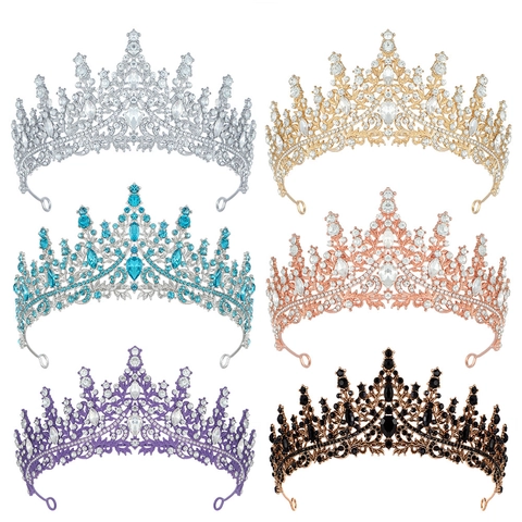 Lussuosa Corona da Sposa con Strass per Donna Matrimonio Festa Elegante Cristallo Accessori per Capelli Barocco Cerchietto Gioielli