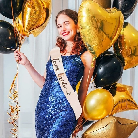 Satin Hochzeit Party Schärpe Bride To Be Team Bride Junggesellenabschied Brautparty Dekoration Zubehör Goldprägung