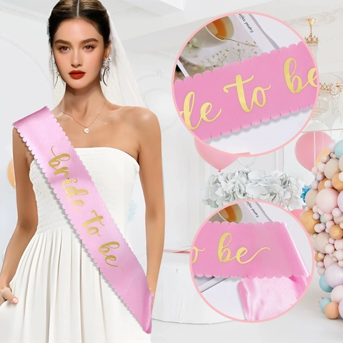 Fascia In Raso Bride To Be Con Bordo Festonato Scritta In Foglia Oro Per Addio Al Nubilato Matrimonio Celebrazione
