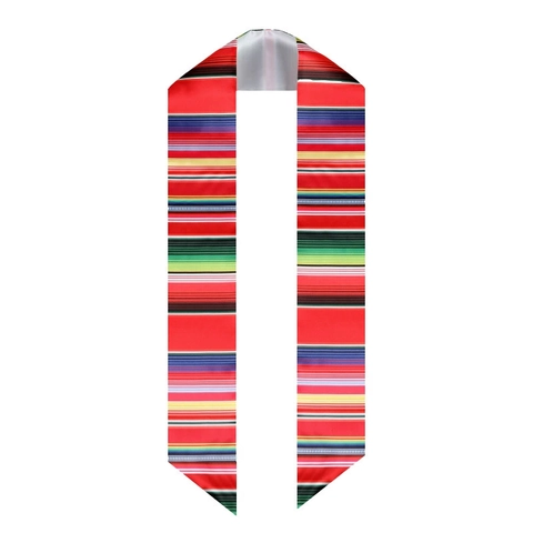 Mexikanischer Serape-Stil Mehrfarbig Gestreifte Abschluss-Stola Satin Ehrenscherpe Für Abschlussfeier Party Deko Erwachsene