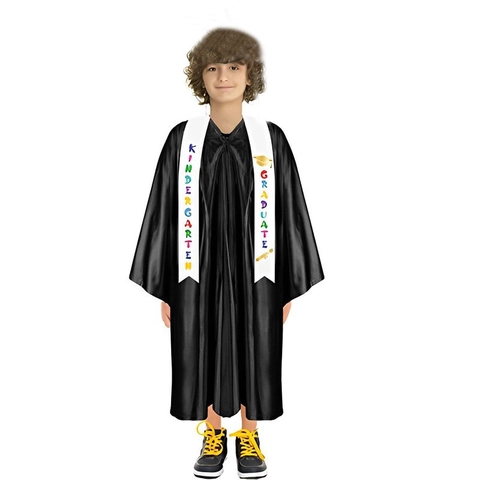 Fascia per Laurea in Satin Bianco per Asilo Con Scritta Colorata e Stampa Tocco Fascia Cerimoniale per Festa Bambini