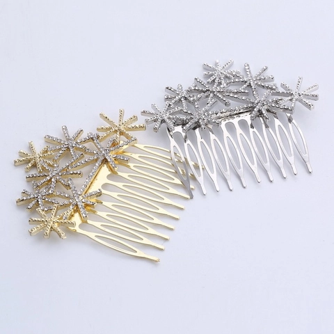 Pettine per Capelli da Sposa con Fiocco di Neve in Cristallo Donna Lega Strass Copricapo Elegante Matrimonio Gioielli