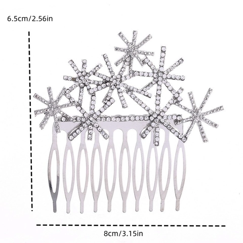 Pettine per Capelli da Sposa con Fiocco di Neve in Cristallo Donna Lega Strass Copricapo Elegante Matrimonio Gioielli