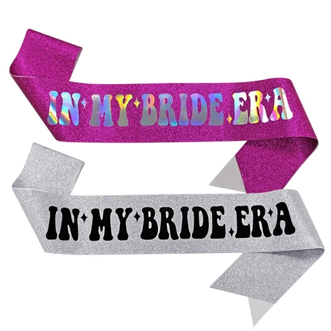 Banda In My Bride Era Tela con Purpurina Letras Holográficas Decoración para Despedida de Soltera Fiesta de Boda Accesorio para Mujer Novia