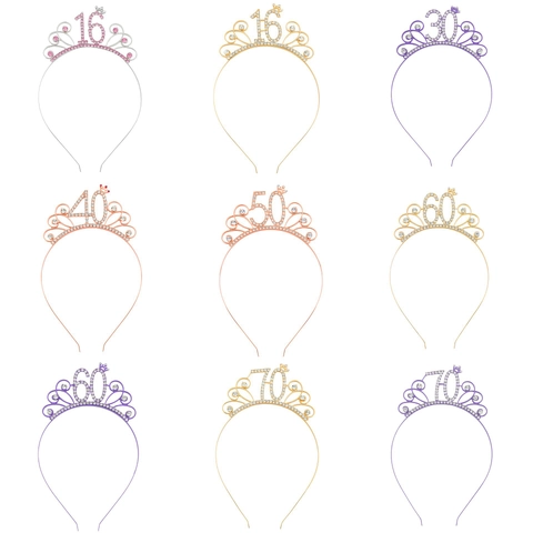 Cerchietto per Capelli in Lega con Strass Tiara Compleanno per Donna Ragazze Dolce Principessa Compleanno Corona Gioielli per Feste
