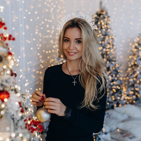Strass Happy New Year Haarreif Zinklegierung Metall Festlicher Party Haarschmuck Für Damen Mädchen Gold Silber Roségold