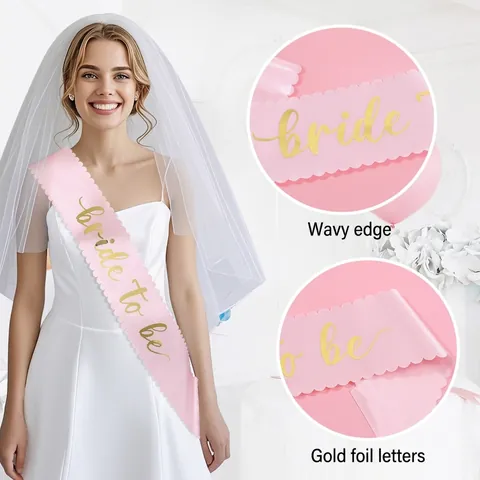 Bachelorette Party Bride To Be Decorations With Double Layer Veil And Satin Sash Gold Silver Bronzing For Wedding Shower Women
