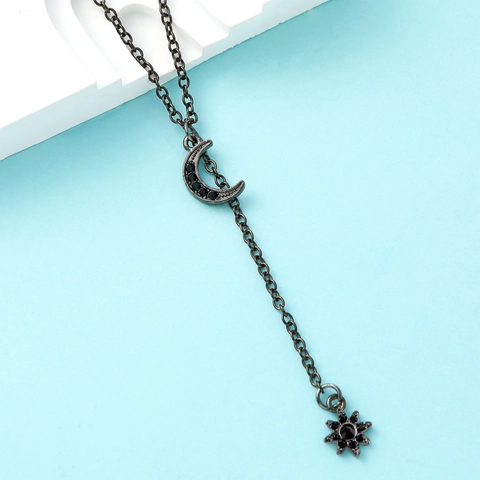 Europäische Barock Stern Mond Anhänger Halskette Für Damen Zinklegierung Strass Y-Form Gliederkette Schlüsselbein Schmuck