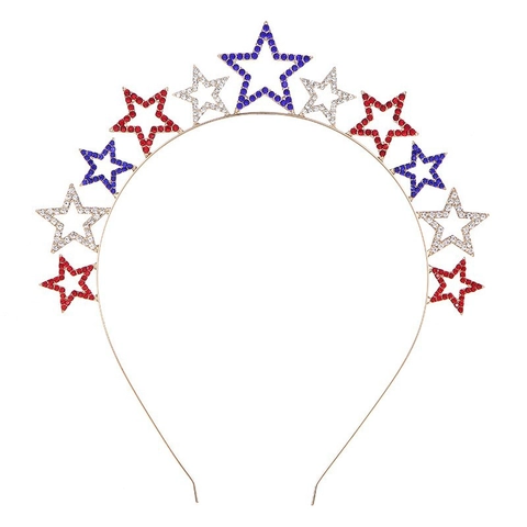 Diadema con Estrella de Strass USA Patriótica Día de la Independencia Banda para Cabello Mujer Accesorios Fiesta
