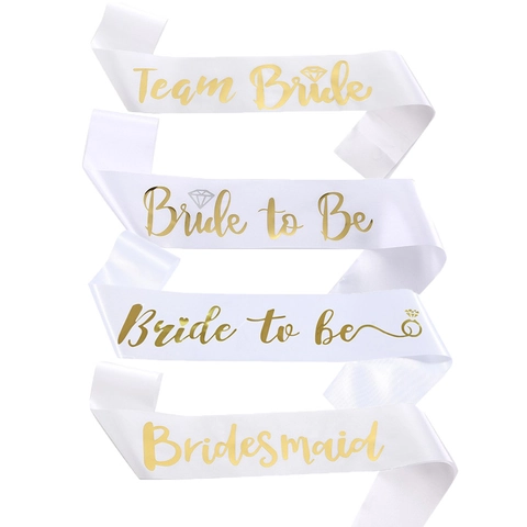 Bachelorette Party Bride To Be Team Bride Bridesmaid Sash Satin Gold Foil Printed Wedding Party Shoulder Belt Decoration