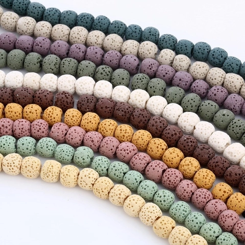 Natural Volcanic Lava Stone Beads Porous Round Loose Beads For DIY Jewelry Making Essential Oil Diffuser Bracelet Findings