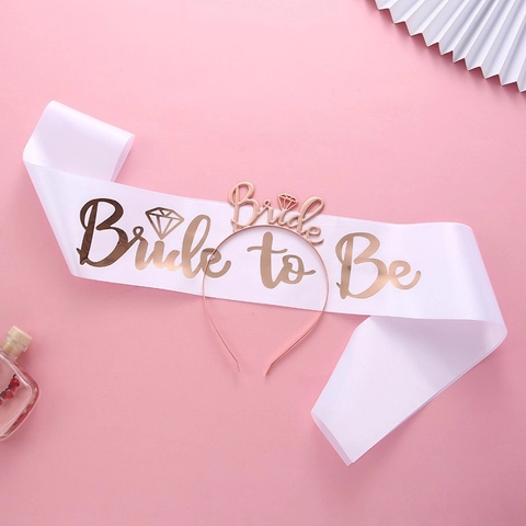 Kit Accessoires Enterrement Vie De Jeune Fille Tiare Voile Et Écharpe Bride To Be Blanc Or Or Rose Pour Mariage Femme