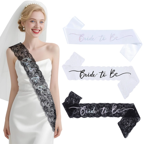 Elegante Bride To Be Sjerp Kant Satijn Vrijgezellenfeest Decoratie Bruiloft Ceremoniële Lint Voor Vrouwen Verloving Cadeau