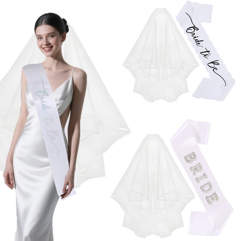 Ensemble Accessoires Enterrement de Vie de Jeune Fille Écharpe Bride to Be Voile de Mariée Pour Décorations de Fête Femme