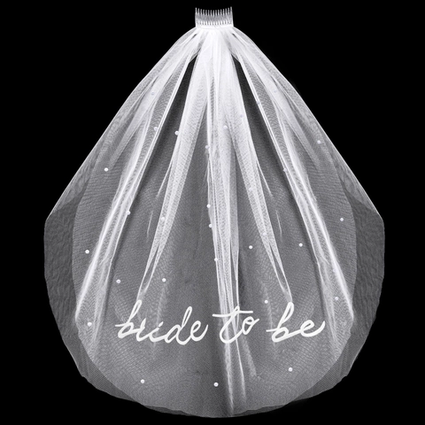 Velo da Sposa in Tulle Bianco per Addio al Nubilato Con Künstliche Perle a Doppio Strato e Ricamo Bride To Be per Matrimonio