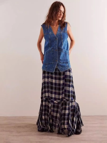 Casual V Neck Denim Vest Sleeveless Button Down Jean Waistcoat With Pockets Retro Washed Distressed Women Outerwear Top