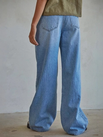 Damen Vintage Gewaschene High Waist Weites Bein Jeans Lockerer Sitz Gerade Denim Hose Streetwear Lässig Hellblau Bodenlange Jeans