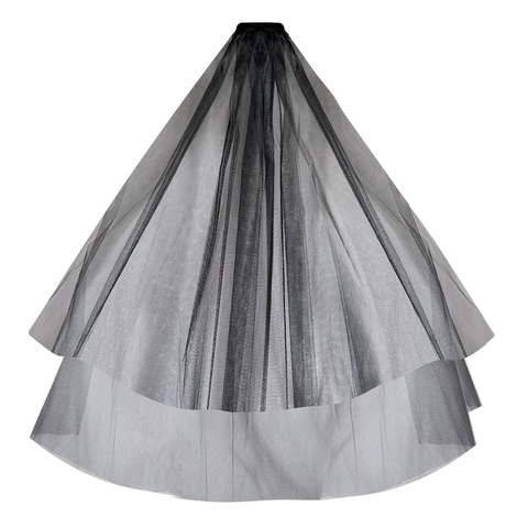 Velo da Sposa a Doppio Strato Con Pettine Elegante Copricapo in Rete di Nylon Bianco Nero per Addio al Nubilato Donna