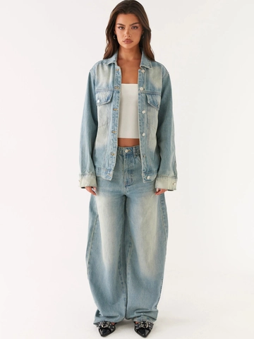 Women Retro Washed Denim Jacket And High Waist Wide Leg Pants Long Sleeve Casual Streetwear Cotton Denim Outerwear