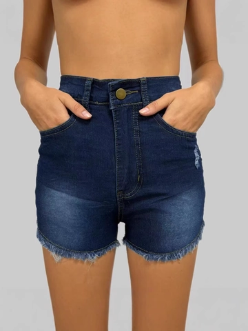 Shorts de Mezclilla de Cintura Alta para Mujer Rotos Dobladillo Deshilachado Distressed Jean Shorts Verano Casual Streetwear Moda