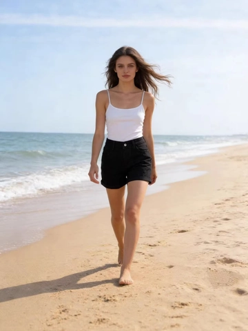 Ψηλόμεσο Ντένιμ Σορτς Γυναικείο Σκισμένο με Ρεβέρ Skinny Hot Pants Καθημερινό Καλοκαιρινό Σορτς Τζιν