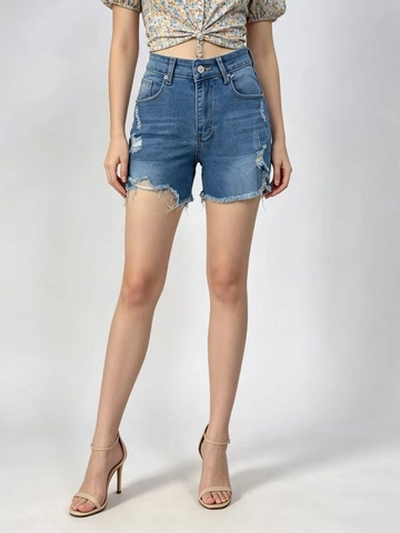Short En Jean Taille Haute Déchiré Distressed Ourlet Effiloché Coton Raw Edge Été Casual Hot Pants Femmes
