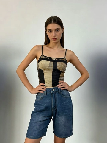 Short en jean décontracté à taille moyenne pour femmes Coupe étroite Lavé Bleu Vintage Short en jean à jambe droite pour la mode d'été