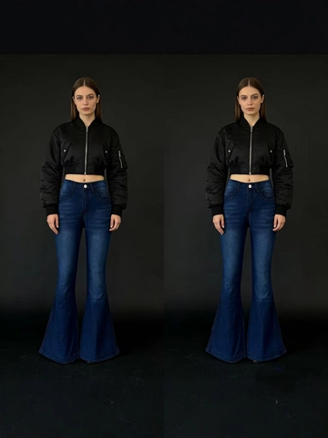 Damen Schlagjeans Mit Hoher Taille Retro Gewaschene Denim Glockenhose Lässige Schlanke Stretch Denim Hose Für Damen
