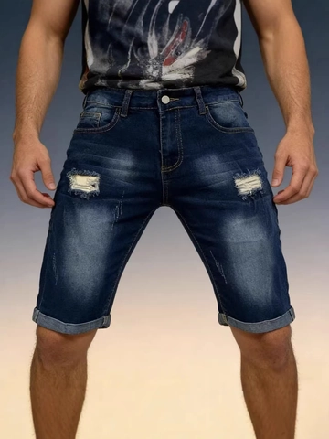 Ανδρικά Σκισμένα Τζιν Σορτς Casual Distressed Denim Shorts Καλοκαιρινό Ρεβέρ Στενή Γραμμή Streetwear Μόδα Τζιν Σορτς με Πέντε Τσέπες