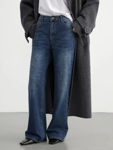 Heren Casual Wijde Pijp Denim Jeans Loose Fit Rechte Pijp Broek Gewassen Katoenmix Denim Broek Voor Dagelijks Stedelijk Gebruik
