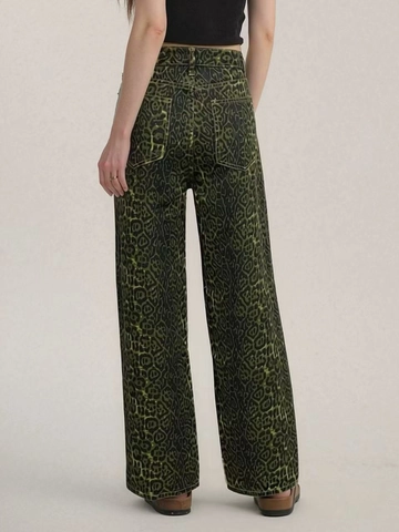 Dames Luipaardprint Jeans Met Hoge Taille Wijde Pijpen Casual Rechte Denim Broek Streetwear Dierenprint Broek