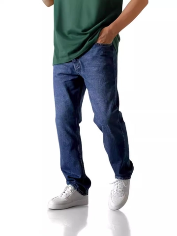 Heren Casual Losse Rechte Jeans Gewassen Katoenen Denim Broek Klassieke Vijf Zakken Basic Streetwear Lange Broek Voor Heren