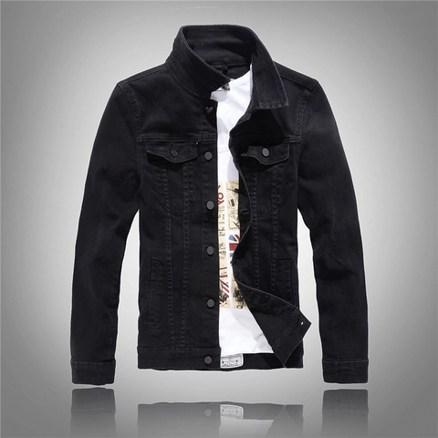 Ανδρικό Casual Slim Fit Τζιν Μπουφάν Βαμβακερό Που Αναπνέει Μονόχρωμο Παλτό Με Κουμπιά Για Άνοιξη Φθινόπωρο