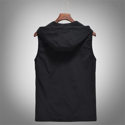 Ανδρικό Slim Fit Casual Γιλέκο Με Κουκούλα Ελαφρύ Αμάνικο Μπουφάν Με Φερμουάρ Αντιανεμικό Αθλητικό Γιλέκο για Άνοιξη Καλοκαίρι Φθινόπωρο