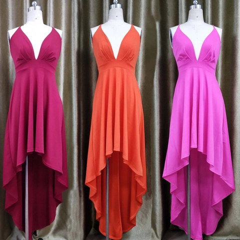 Abito da Donna Sexy Scollo a V Schiena Scoperta Orlo Irregolare Elegante Senza Maniche Festa Banchetto