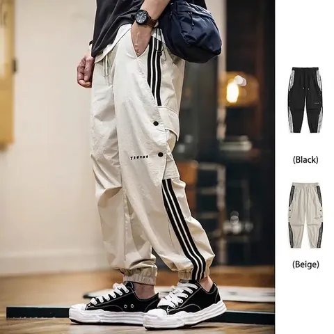 Herren Schnelltrocknend Joggerhose Sommer Dünn Seitenstreifen Elastische Taille Sport Jogginghose Casual Locker Streetwear Track Pants